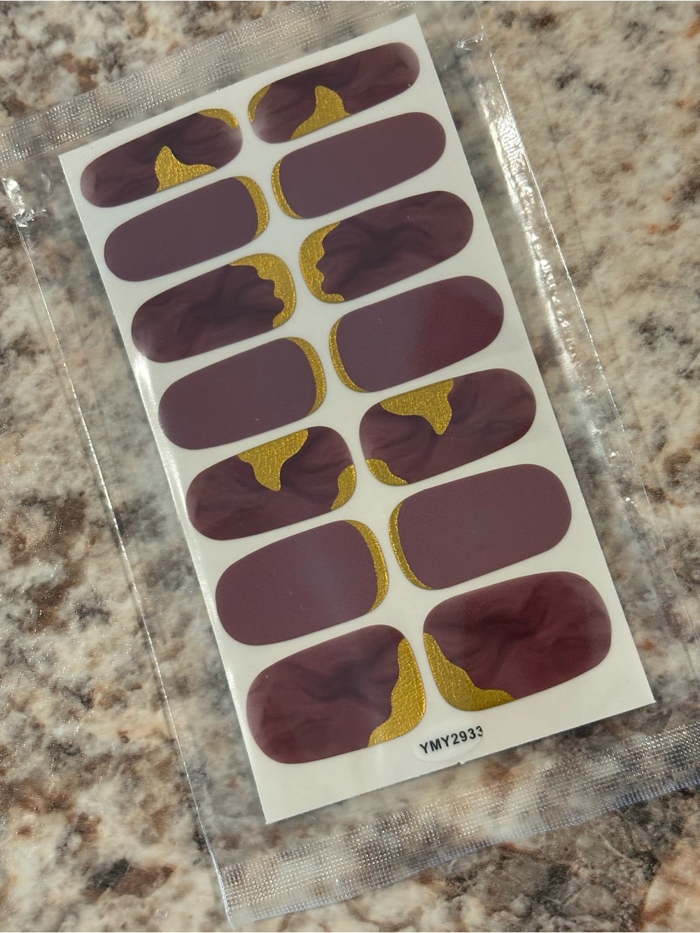 Maroon and Gold Nail Wraps - Abstract Accent Set